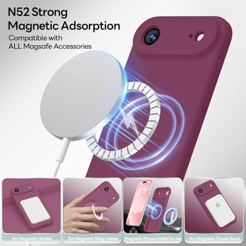Image of LOVE 3000 Designed for iPhone Air Case, Premium Silicone [Compatible with Magsafe][Soft Anti-Scratch Microfiber Lining] Shockproof Protective Phone Case for Men Women 6.5 inch, WineRed