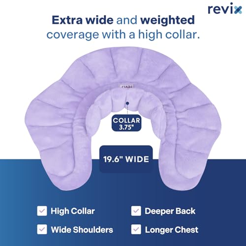 Image of REVIX Microwavable Heating Pads for Neck and Shoulders, Weighted Heated Neck Wrap with Moist Heat, Microwave Heating Pad for Neck and Back Discomfort, Cordless Neck Warmer Microwavable, Light Purple