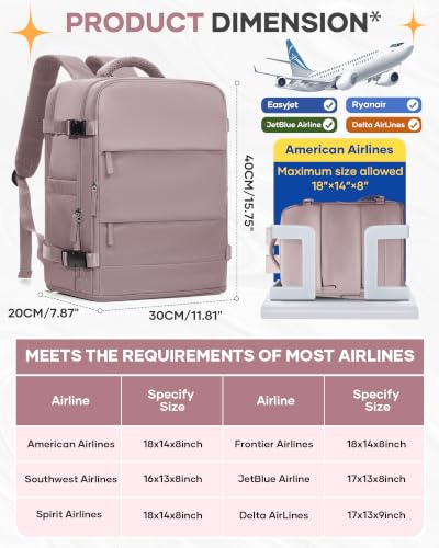 Image of coofay Travel Backpack Carry On Flight Aapproved Personal Item Travel Bag Mochila De Viaje Travel Backpack For Men Spirit Airlines Personal Item Bag 18x14x8 Carry On Backpack For Airplanes