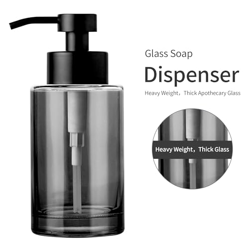 Image of Enra Black Soap Dispenser, Glass Liquid Soap Pump for Bathroom Kitchen