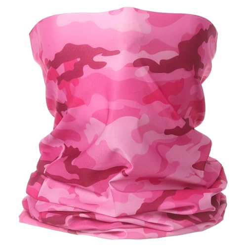 HARFINGTON Summer Cooling Neck Gaiter Sun Protection Face Mask Fishing Neck Gaiter Unisex Sunscreen Breathable Bandana for Fishing Outdoor Sports, Camo Pink
