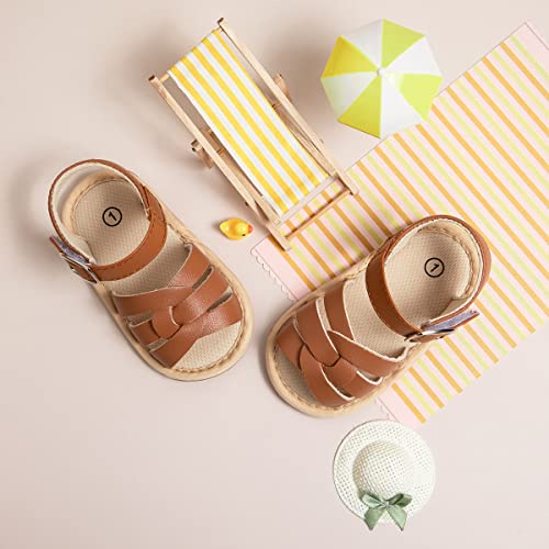 Image of Babelvit Infant Baby Girl Boy Sandals Comfort Premium Summer Outdoor Casual Beach Shoes with Flower Bowknot Anti Slip Rubber Sole Newborn Toddler Prewalker First Walking Shoes