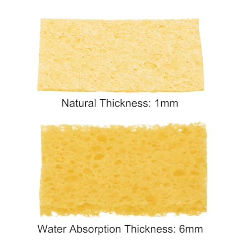 Image of MECCANIXITY 40PCS Soldering Sponge 50 x 35mm Rectangle Deep Yellow Cleaning Pad Welding Tip Iron Replacement for Cleaning Soldering Iron 1mm Natural Thickness 6mm Water Absorption Thickness