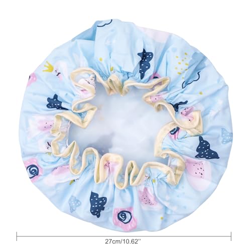 G2PLUS 2PCS Kids Shower Caps, Elastic Bath Caps for Kids, Double layer Children Shower Caps, Reusable Childs Shower Hats for Girls/Boys - Image 2