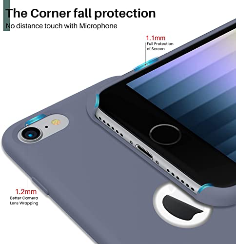Image of VONZEE Liquid Silicone Soft Back Cover for iPhone 7 Case, Shockproof Slim Camera & Full Body Protection Non Yellowing Cover with Microfiber Lining & Logo Cut (4.7 Inch) -Lavender Grey