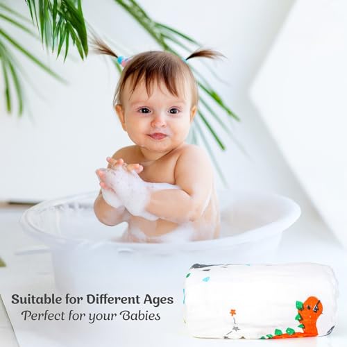 Image of Muslin Bath Towel for Babies - 6 Layer Premium Cotton, Super Soft, Breathable & Highly Absorbent, Gentle on Sensitive Skin for Kids Boys and Girls(105 * 50 CM, Dinosaurs)