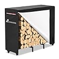 Alickwang 4ft Firewood Rack Cover,Heavy Duty 600D Waterproof Outdoor Firewood Storage Rack Cover,All Weather Protection Outdoor Firewood Rack Cover.24 x 48 x 42 Inch(Cover Only)