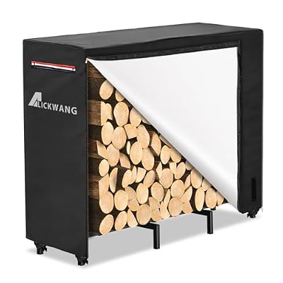 Alickwang 4ft Firewood Rack Cover,Heavy Duty 600D Waterproof Outdoor Firewood Storage Rack Cover,All Weather Protection Outdoor Firewood Rack Cover.24 x 48 x 42 Inch(Cover Only)
