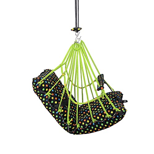 Image of Cotton Swing Chair for Kids Baby's Children Folding and Washable1-6 Years with Safety Belt /Home,Garden Jhula for Babies|Swing for Kids | Seat and Back Side 16x16 inch