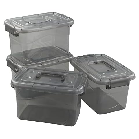 Dehouse 5 L Clear Plastic Storage Box, Set of 24 Plastic Lidded Storage Box with Lids Cover