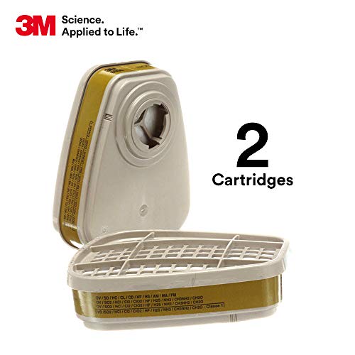 3M Respirator Cartridge 6006, 1 Pair, Helps Protect Against Organic Vapors, Acid Gases, Ammonia, Methylamine or Formaldehyde