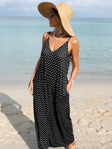 Poetsky Womens Casual Strappy V Neck Sleeveless Flowy Pockets Loose Long Maxi Beach Dress Sundress4