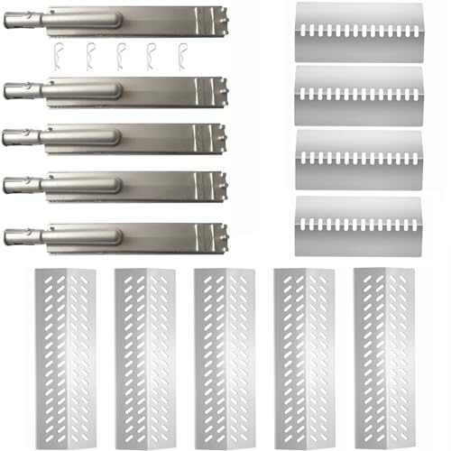 Image of 5pcs 16516 Stainless Steel Burners for Bull Grill Replacement Parts + 5pcs 16631 Flame Tamer Flavor Bar + 4pcs 16520 Heat Plate Shield Set,Fits for Bull, Lion, Cal Flame 5 Burner Gas Grills