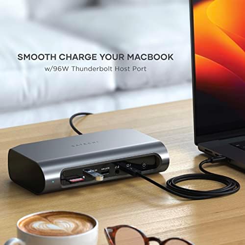 SATECHI Wieloportowa Stacja Dokująca Thunderbolt 4, 16 Portów Ladowanie 96W, Do 4 Ekranów 4K/60Hz, Port USB-C 10Gbps, 5 Portów USB-A, Gniazdo Czytnika Kart Micro/Sd UHS-II, Audio Jack, Ethernet