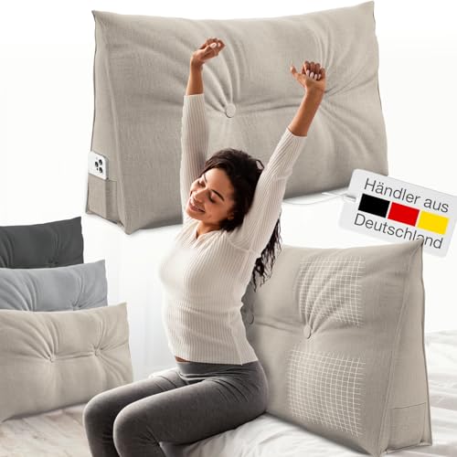 ELONEO Rückenkissen 70 cm breit, Keilkissen für Bett und Sofa geeignet,...