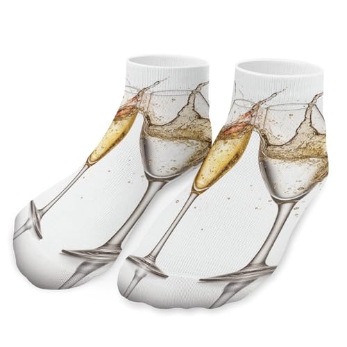 Champagne Glasses Socks Ankle Length Socks Casual Short Socks for Women Men Low Cut Sports Socks Running Socks No Show Socks Ankle Socks Athletic Socks Workout Socks