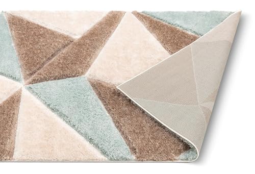 Image of Ultra-Soft Shaggy Carpet (4 X 6 FEET, Ivory Blue Brown) Fluffy, Cozy & Durable Area Rug for Living Room, Bedroom & More ? Premium Modern Design