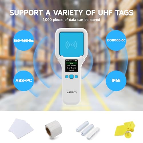 YANZEO SR300 Leitor RFID UHF 860Mhz-960Mhz Scanner RFID sem fio Bluetooth portátil, leitor de etique