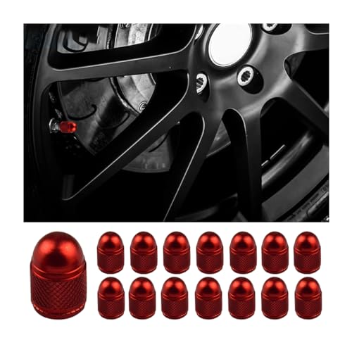 JNNJ 15 Pieces Car Tyre Valve Stem Caps, Aluminium Tyre Valve Caps, Dust Proof Corrosion Resistant Tire Valve Cap Set, Car Exterior Tire Accessories for Cars, Trucks, Bikes, Motorcycles(Red)