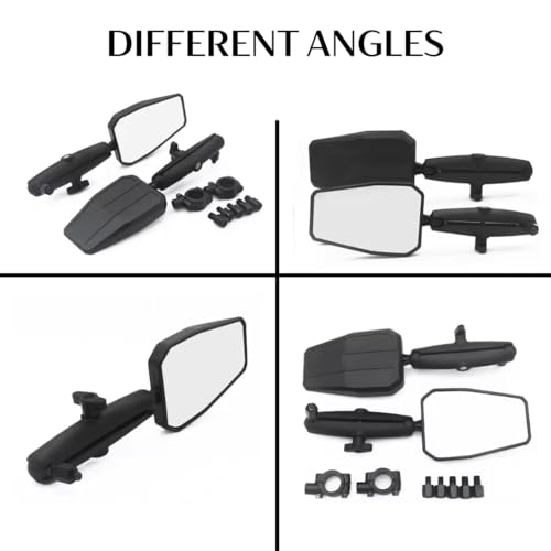 Image of AUOPOWERZ Black Double Take Motorcycle Mirror - Angle Adjustable with Mount & Screws, Fits Street Bike, Dirt Bike, Scooter, Moped, Cruiser, ATV (1 Set)
