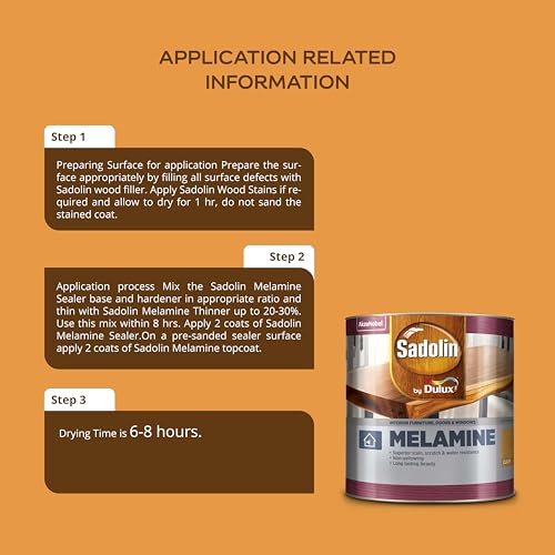 Image of Dulux Sadolin Melamine Wood Polish Matt Finish | Premium Finish for All Kinds of Wood | Superior Stain, Scratch, and Water Resistance, 4 litres