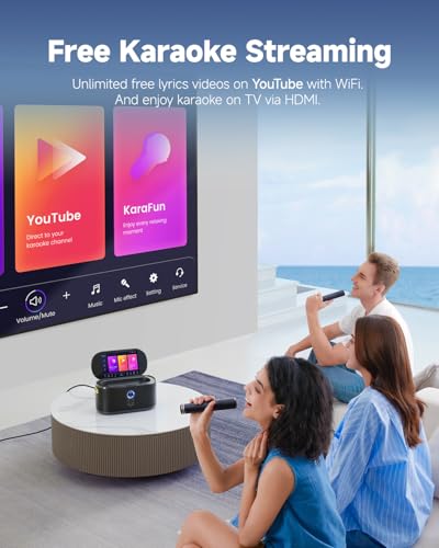 Ikarao SHELL S1 Smart Karaoke Machine, Built-In 10.1 Inch Screen Lyrics Display For Adults Kids, 2 Auto Charging Wireless Microphones, Portable Bluetooth Speaker Pa System With Wifi, Hdmi For Home Tv Outdoor Party thumb #2
