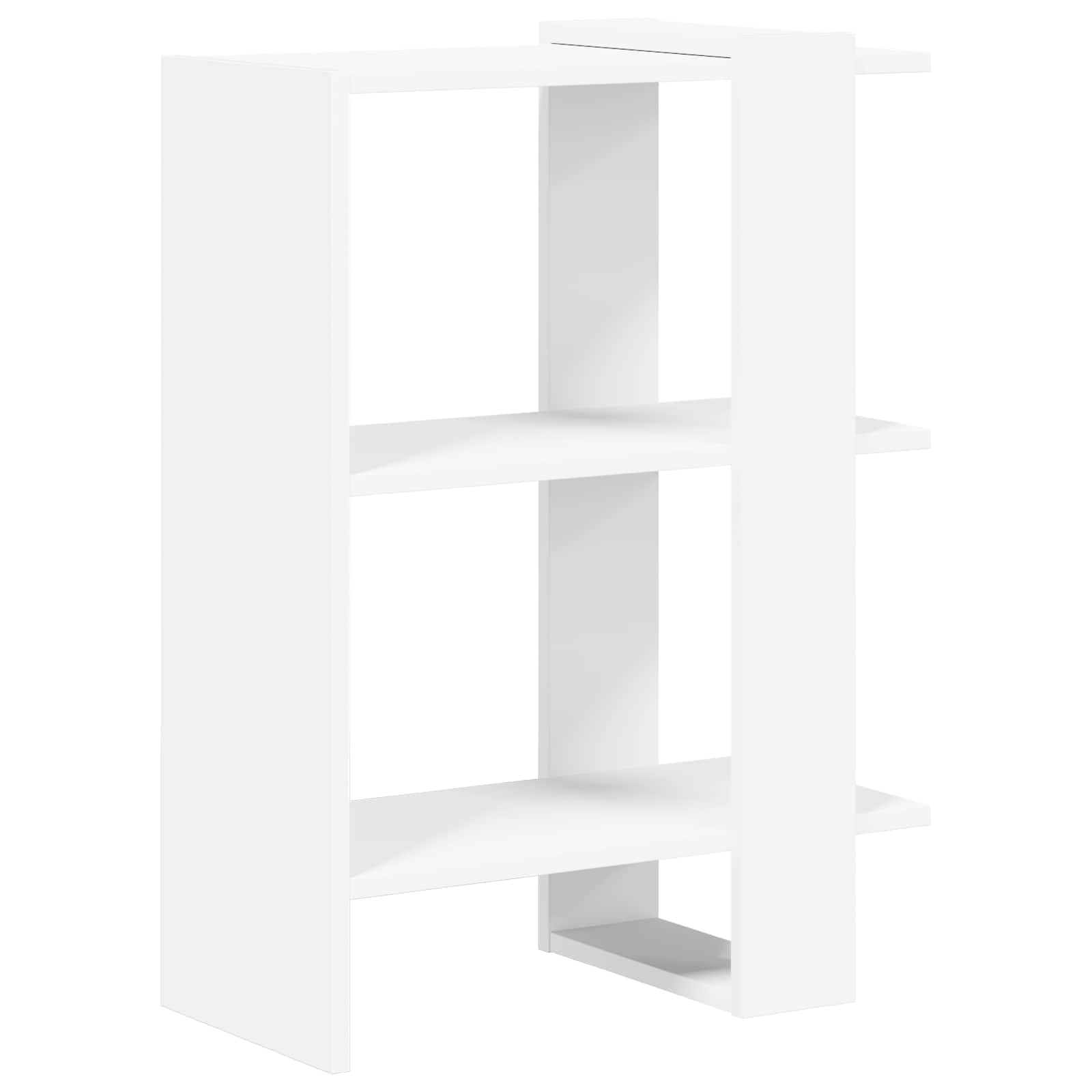 Scaffale bianco 52 x 25 x 71,5 cm in legno con 2 scomparti | Divisorio compatto per soggiorno e camera da letto. Struttura robusta con superficie liscia per libri e decorazioni.