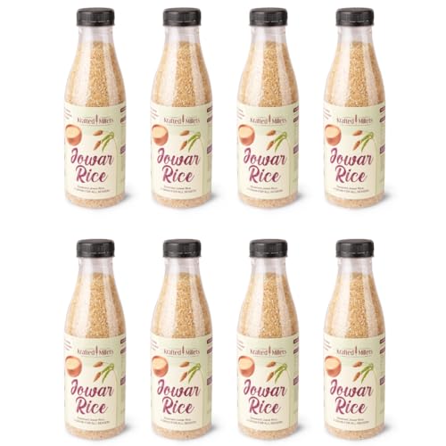 Image of Krafted Millets Steamed Jowar Rice (Sorghum) - 3x Fiber, 2x Protein vs Rice | Gluten-Free, Low GI, Diabetic & PCOS Friendly | Iron-Millet | Cooks Like in 15 Min | Jowari / Jonna / Jola / Cholam (Pack of 8 x 380g)