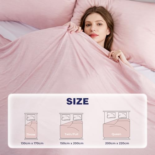 Image of Luxear Arc-Chill Q-Max 0.5 Self-Cooling Blanket, 220 x 200 cm, Pink | 2 in 1 double-sided thin summer blanket, cotton for hot, cooling blanket for people, bed throw, baby blanket, cuddly blanket