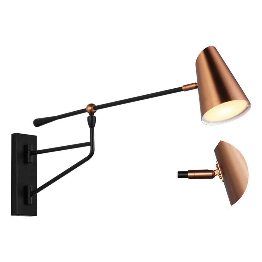 Kinkiet LED retro, regulowany, obrotowy, z czarnym metalowym ramieniem, do użytku wewnętrznego, lampka nocna, vintage, industrialny design, lampa ścienna z długim ramieniem do czytania w sypialni, bi