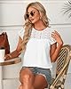 WNEEDU Womens Summer T Shirts Lace Tops Cap Short Sleeve Tshirt Crew Neck Casual Blouses Elegant White 2XL #3