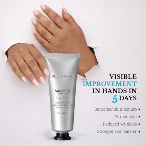 Image of Be Clinical SmoothX Hand Cream | Reduces Wrinkles, Skin Sagging and Hydrates Hands | Matrixyl Synthe'6, Cyclopeptide-5, Hyaluronic Acid, Niacinamide