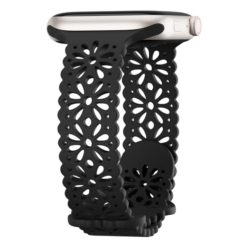Image of Slim Lace Hollow-out Floral Silicone Bands Compatible with Apple Watch Band