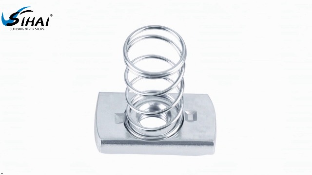 Image of SIHAI 100 Pcs 3 /8-16 inch Strut Channel Nuts, Long Spring Nuts with Zinc Electroplate Finish, for Use with Standard 1 5 /8 inch Unistrut Channels