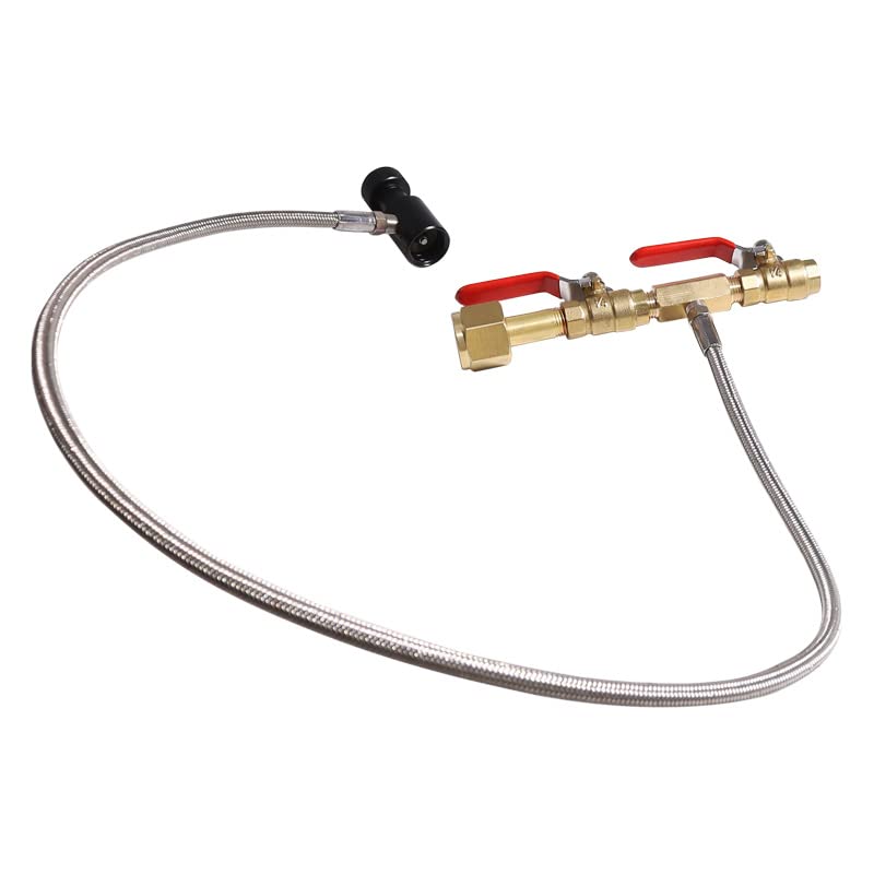 TUXING CO2 PCP Refill Adapter Filling Station Connector Kit, CGA320 and G1/2-14 CO2 Dual Valve Bottle Refill Station with 36 inch Braided Hose for CO2 Tanks