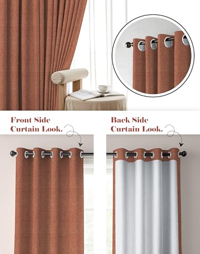 Image of Casableu Twillbone Digital Print 85% Blackout Curtains for Door /Window, Thermal Insulated, Tie Back, Wider Width 50 in, Eyelet Curtains for Living Room /Bedroom (Clay 7 ft Set of 2)