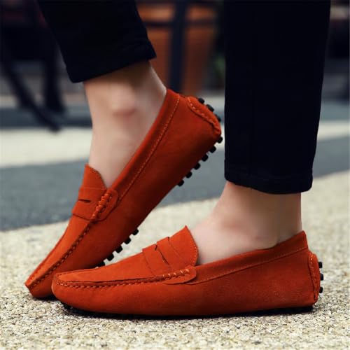 Image of ANUFER Men's Suede Leather Penny Loafers Comfort Driving Shoes Moccasin Slippers