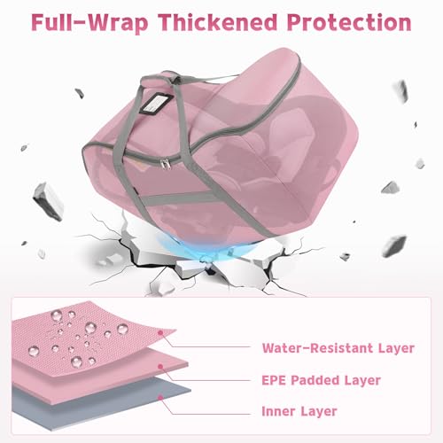 Image of Padded Car Seat Bag Compatible with Most Nuna Pipa Car Seats UPPAbaby MESA V2 without Base & Chicco KeyFit 30 and Base, Car Seat Travel Bag for Airplanes, Pink