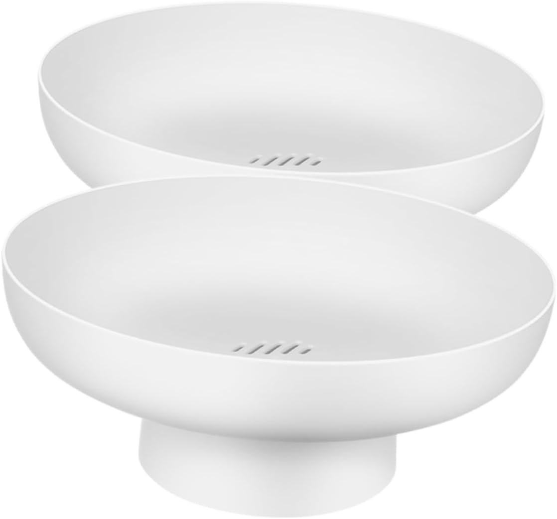 2pcs White Decorative Footed Fruit Bowls Multi-functional Dessert Serving Plates Fruit Keeper Bowls for Kitchen Counter and Dining Table Decor