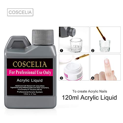 Coscelia Acrylpulver und Acrylflüssigkeit Starterset 3pc Acryl Puder mit 120ml Acrylflüssigkeit Set 12 Nagelpulver in… – Bild 6