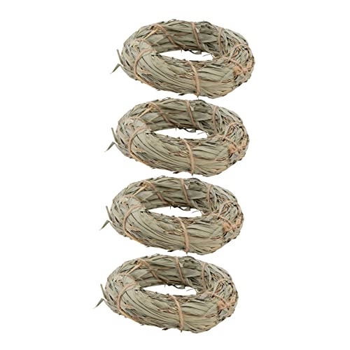 Angoily 4pcs Pet Molar Grass Ring Rabbit Chewing Weaving Grass for Hamster Teeth Grinding Natural Braided Toy Pp Bag Small Size for Rabbit and Rodent Supplies