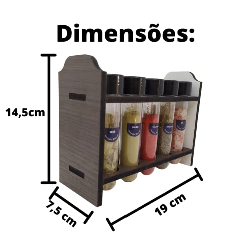 Porta Temperos Madeira 10 Potes Temperos Kit Tempero Cozinha