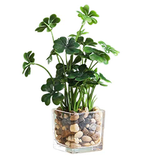 Aeojoor Artificial Plants，Fake Plants Room Decor Artificial Green Fake Plant Artificial Plants In Pots For Home Decor Indoor ，Garden Office Wall Decoration Artificial Fake Plants (Four Clover) #TOP11