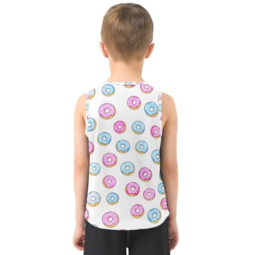 J JOYSAY Iced Donut Food White Boys Tank Top Sleeveless Muscle Shirts Quick Dry Kids T-Shirts 3-15T3