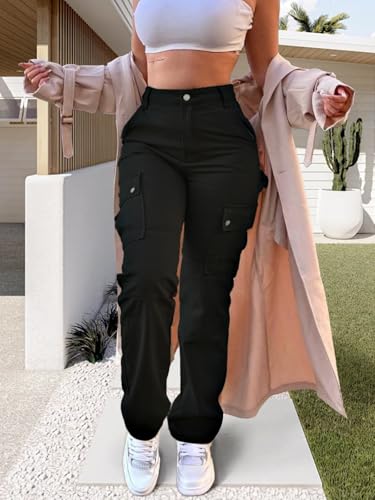 Cargo Pants for Women High Waisted Casual Pants Work Pants Baggy Stretchy Straight Leg Pants2