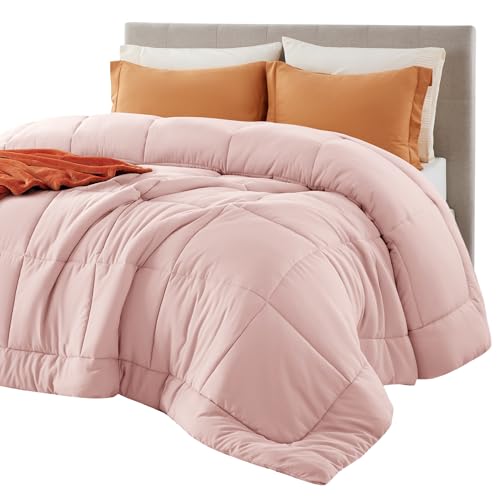 Image of Bedsure Comforter Duvet Insert - Quilted Comforters Queen Size, All Season Duvet, GentleSoft Down Alternative Bedding, with 8 Tabs, Gifts for Women /Men, Pink, Queen 88 x 88 Inches