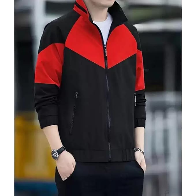 Image of MIA FASHION Mens Jackets for Summer, Lightweight Windcheater Jacket, Full Sleeves, Regular Fit, Stylish Stand Collar, Zipper Closure