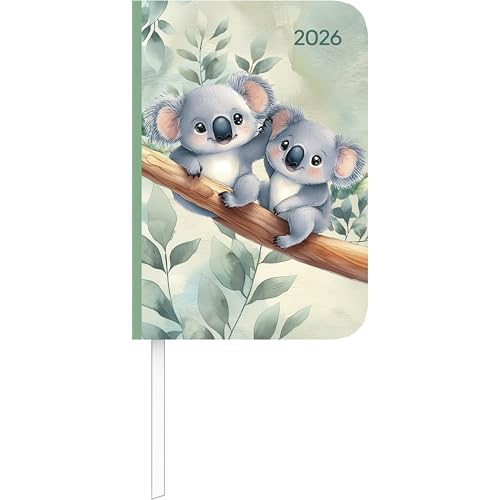 Lady Journal Mini Koala 2026 - Taschen-Kalender 8x11,5 cm - Muster - Weekly - 144 Seiten - Notiz-Buch - Alpha Edition