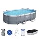Gartenpool Bestway Power Steel Frame Pool Komplett-Set mit Filterpumpe
