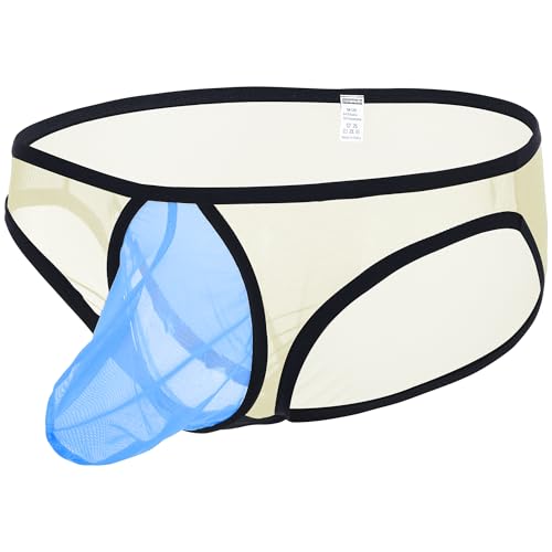 Men’s Sexy Underwear Briefs See Through Mesh Breathable Separate Enhancing Bulge Pouch Elephant Nose